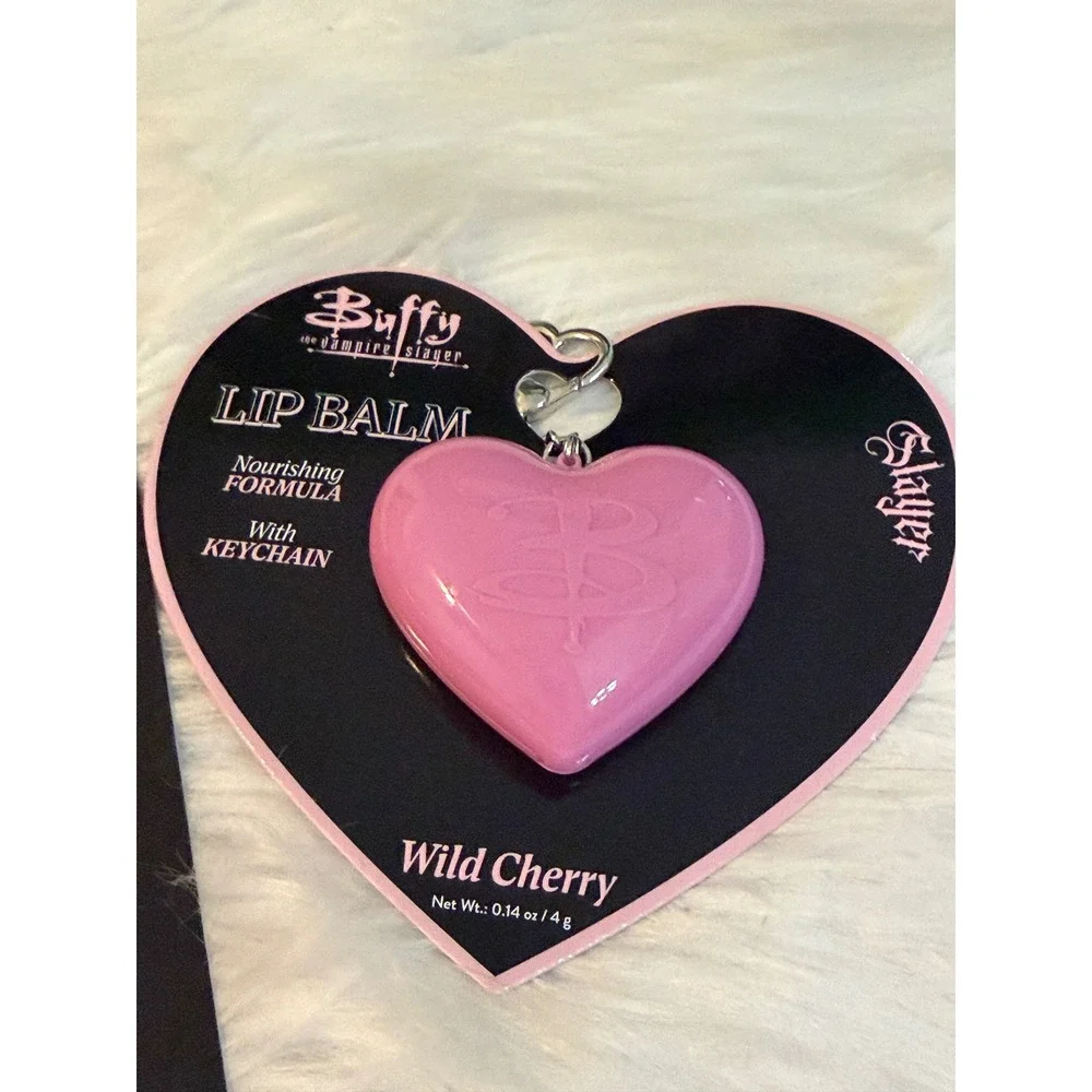 Buffy the Vampire Slayer Lip Gloss and Heart Lip Balm Keychain Set Cherry Scent